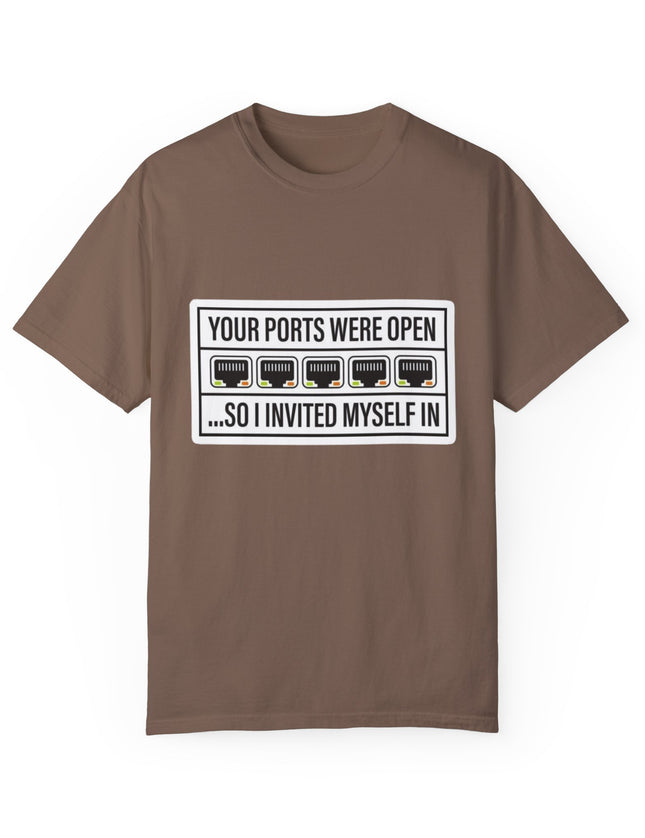 Open Ports – Hacker Humor T-shirt for the Socially Unfirewalled