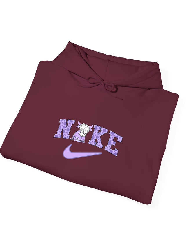 Cute Highland Cow Nike Inspired Hooded Sweatshirt