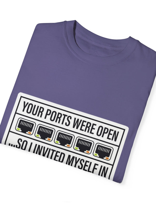 Open Ports – Hacker Humor T-shirt for the Socially Unfirewalled