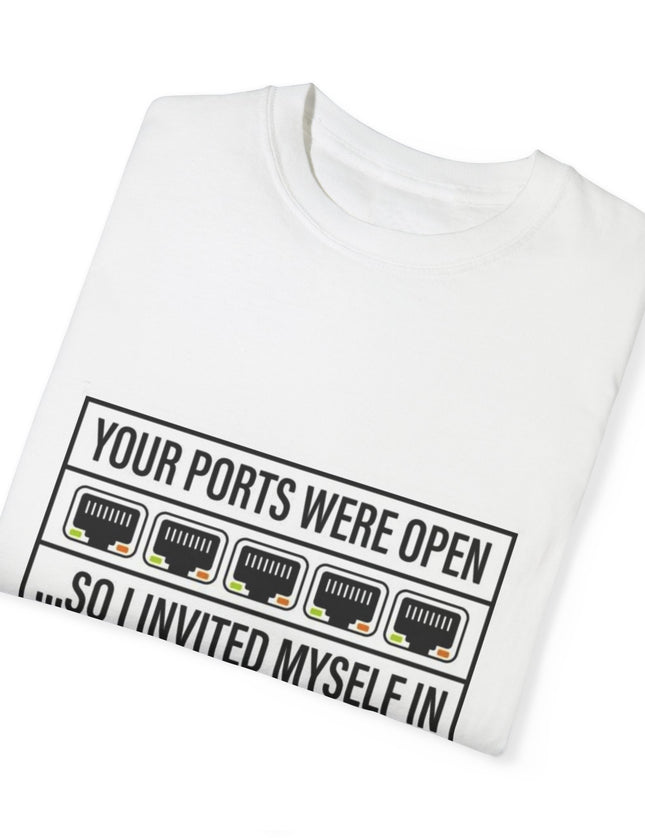 Open Ports – Hacker Humor T-shirt for the Socially Unfirewalled