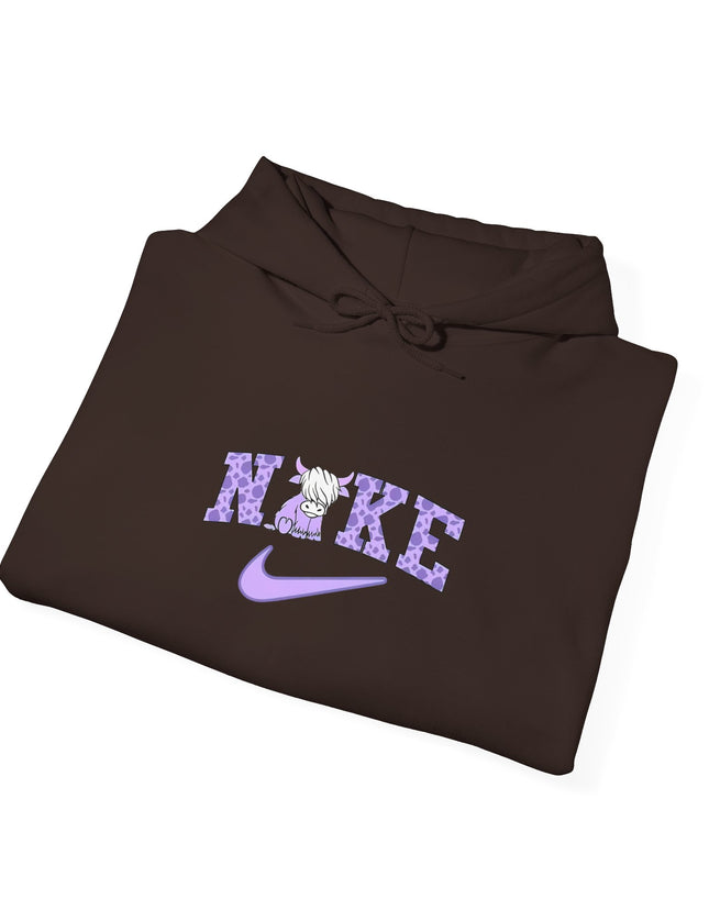 Cute Highland Cow Nike Inspired Hooded Sweatshirt