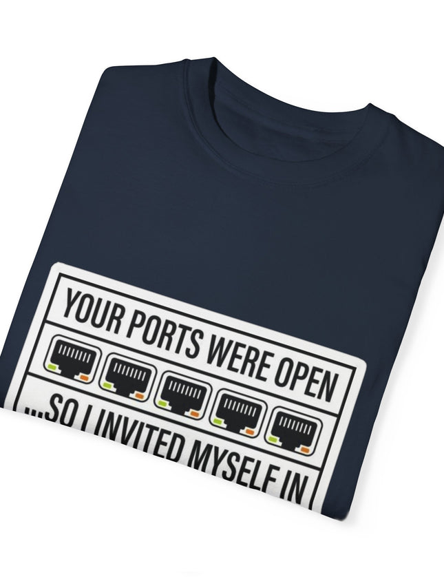 Open Ports – Hacker Humor T-shirt for the Socially Unfirewalled