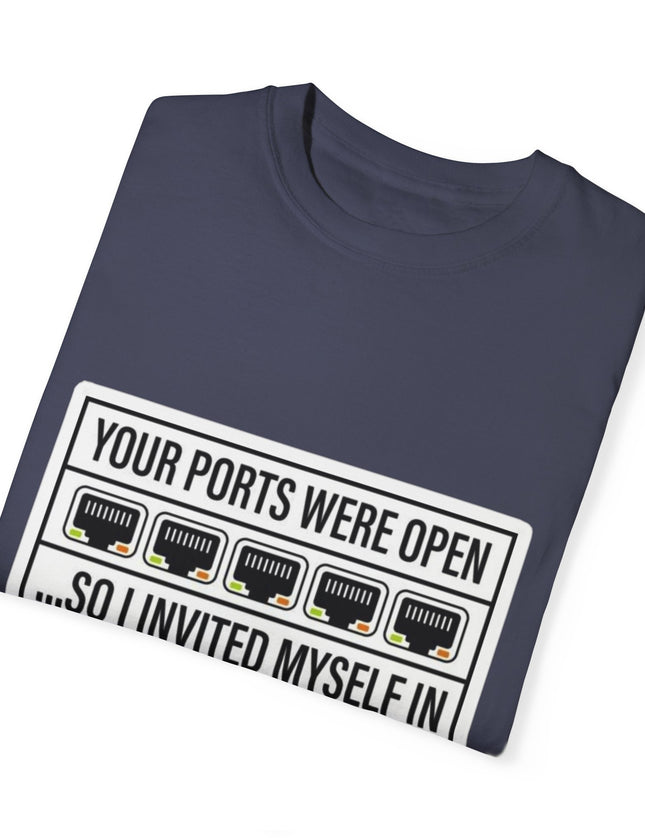 Open Ports – Hacker Humor T-shirt for the Socially Unfirewalled