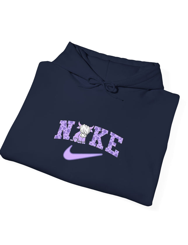 Cute Highland Cow Nike Inspired Hooded Sweatshirt