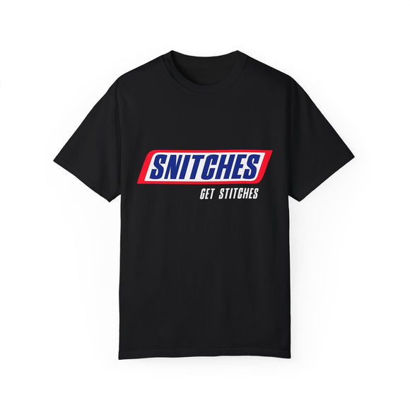 Snitches Get Stitches T-Shirt – Candy Bar Parody Tee