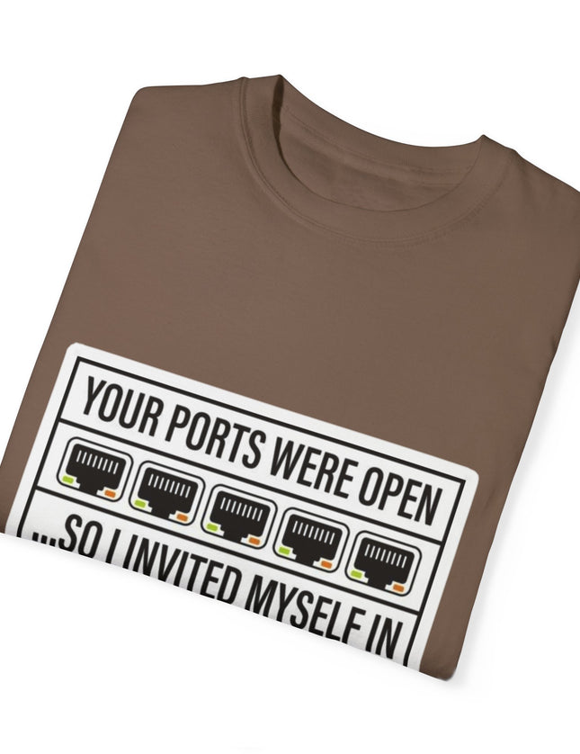 Open Ports – Hacker Humor T-shirt for the Socially Unfirewalled