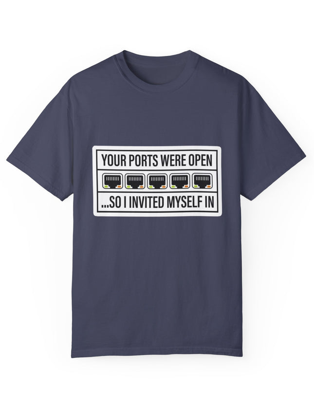 Open Ports – Hacker Humor T-shirt for the Socially Unfirewalled