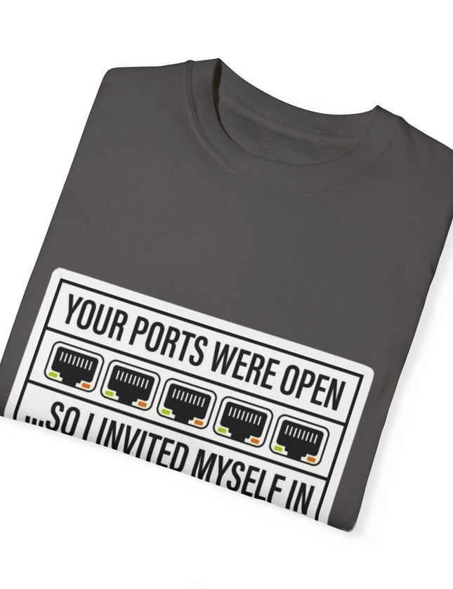 Open Ports – Hacker Humor T-shirt for the Socially Unfirewalled