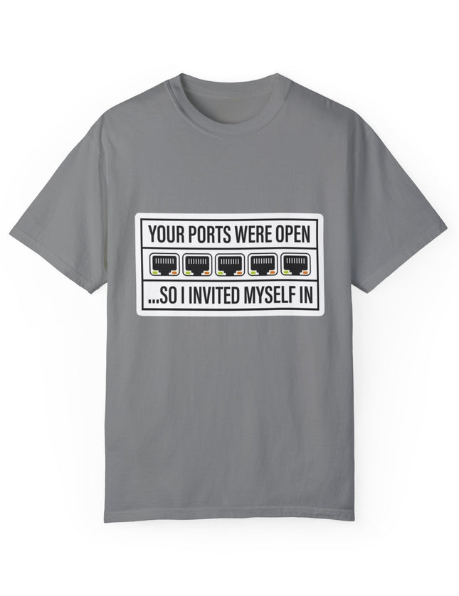 Open Ports – Hacker Humor T-shirt for the Socially Unfirewalled