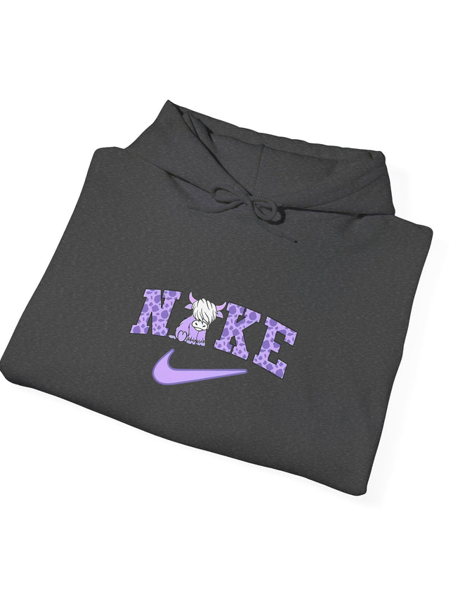 Cute Highland Cow Nike Inspired Hooded Sweatshirt