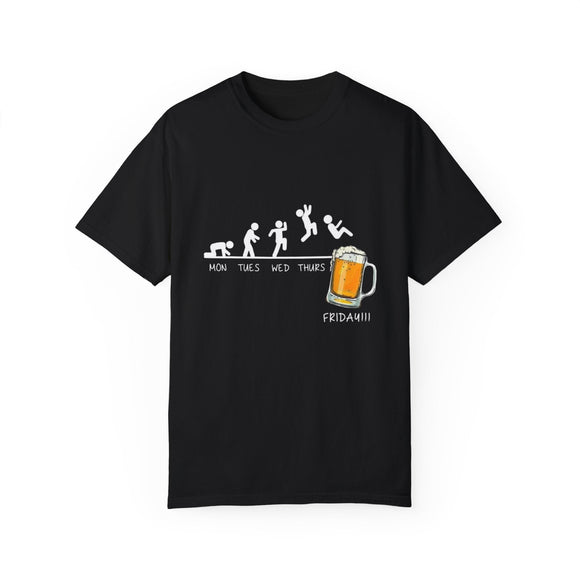 UtopiTees funny beer graphic t-shirt – novelty Friday beer evolution tee with humor design on black party shirt